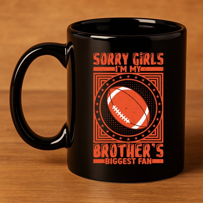 American Football Sibling Support Graphic 11oz C Handle Ceramic Mug