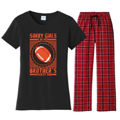 American Football Sibling Support Graphic Women's Flannel Pajama Set