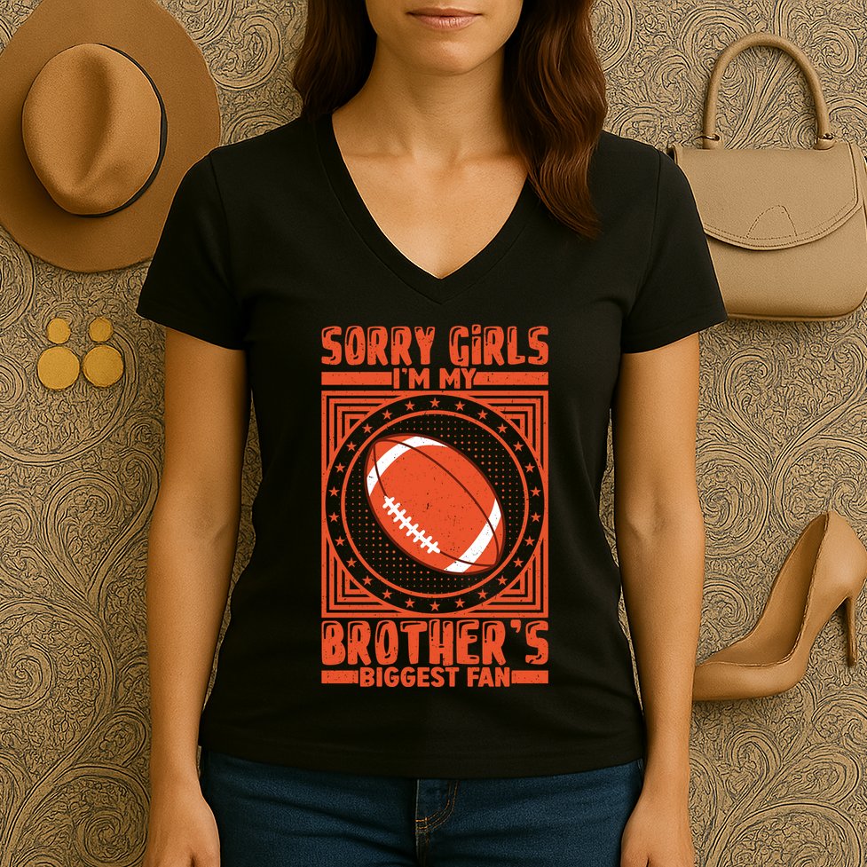 American Football Sibling Support Graphic Women's V-Neck T-Shirt