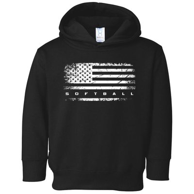 American Flag Softball Apparel Softball Toddler Hoodie