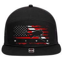 American Flag Scuba Diving Apparel Scuba Diving 7 Panel Mesh Trucker Snapback Hat