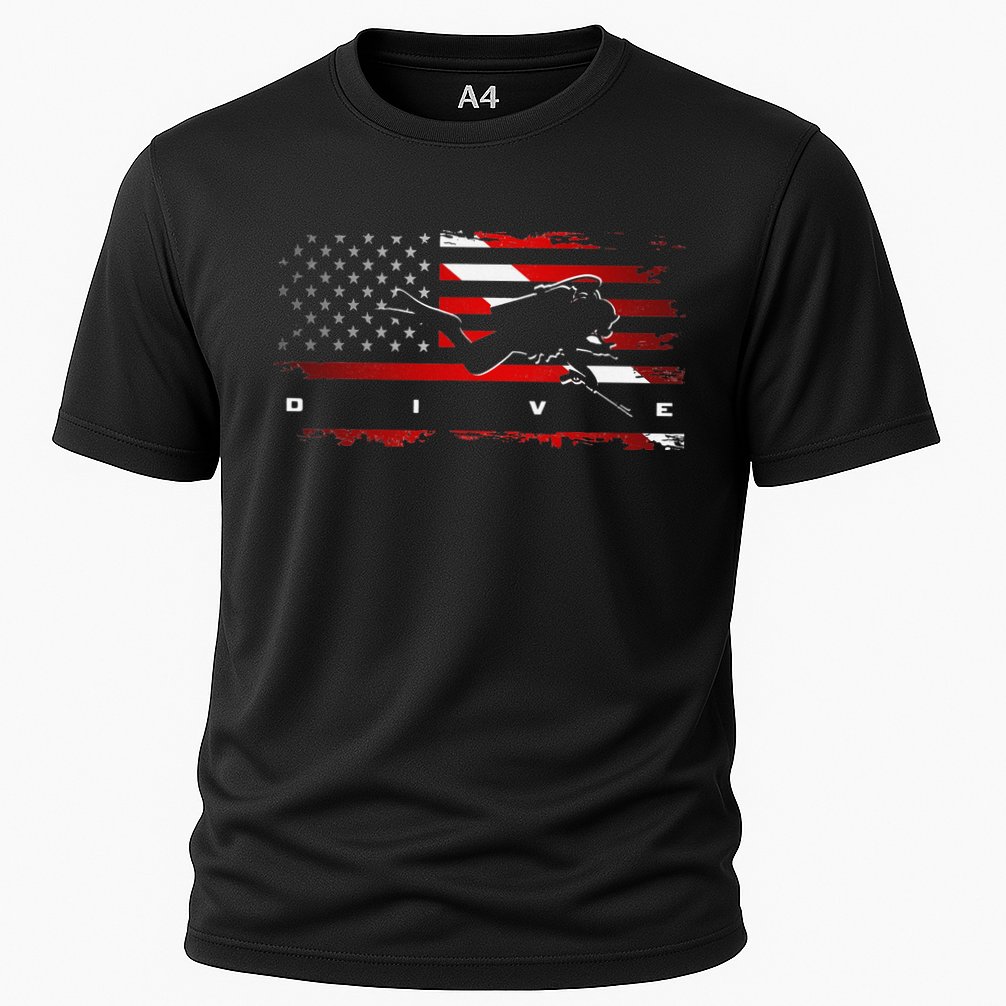 American Flag Scuba Diving Apparel Scuba Diving Cooling Performance Crew T-Shirt