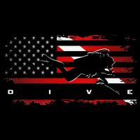 American Flag Scuba Diving Apparel Scuba Diving Cooling Performance Crew T-Shirt