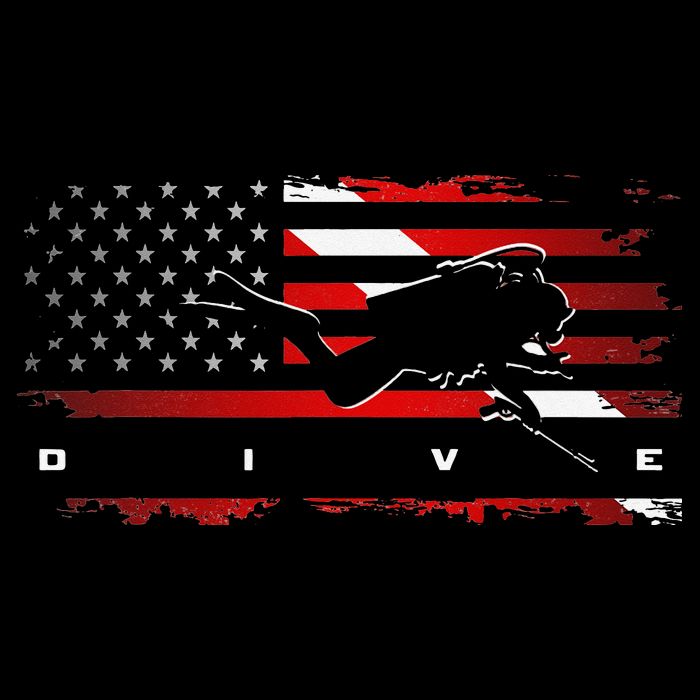 American Flag Scuba Diving Apparel Scuba Diving Cooling Performance Crew T-Shirt