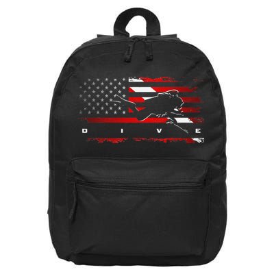 American Flag Scuba Diving Apparel Scuba Diving 16 in Basic Backpack