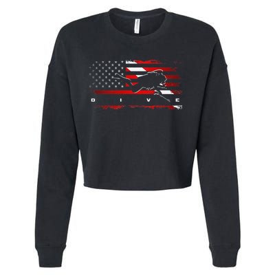 American Flag Scuba Diving Apparel Scuba Diving Cropped Pullover Crew