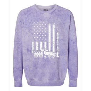 American Flag Snow Plow Driver, Snow Plowing Colorblast Crewneck Sweatshirt