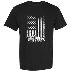 American Flag Snow Plow Driver, Snow Plowing Garment-Dyed Heavyweight T-Shirt