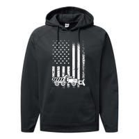 American Flag Snow Plow Driver, Snow Plowing Performance Fleece Hoodie