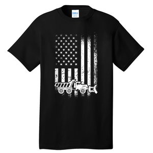 American Flag Snow Plow Driver, Snow Plowing Tall T-Shirt