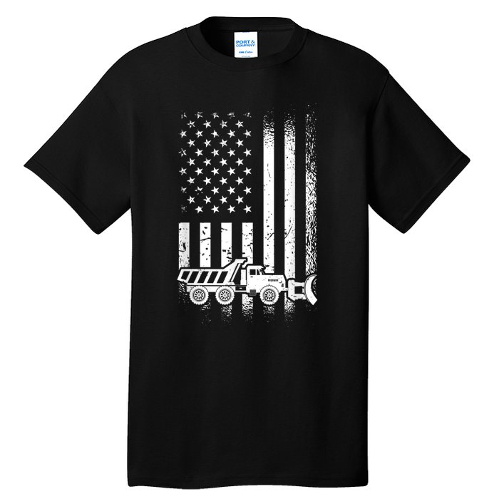 American Flag Snow Plow Driver, Snow Plowing Tall T-Shirt