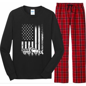 American Flag Snow Plow Driver, Snow Plowing Long Sleeve Pajama Set