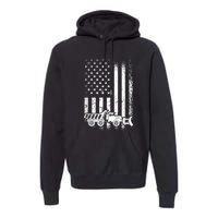 American Flag Snow Plow Driver, Snow Plowing Premium Hoodie