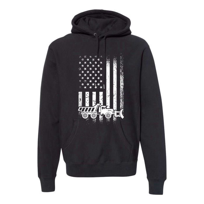 American Flag Snow Plow Driver, Snow Plowing Premium Hoodie