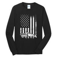 American Flag Snow Plow Driver, Snow Plowing Tall Long Sleeve T-Shirt