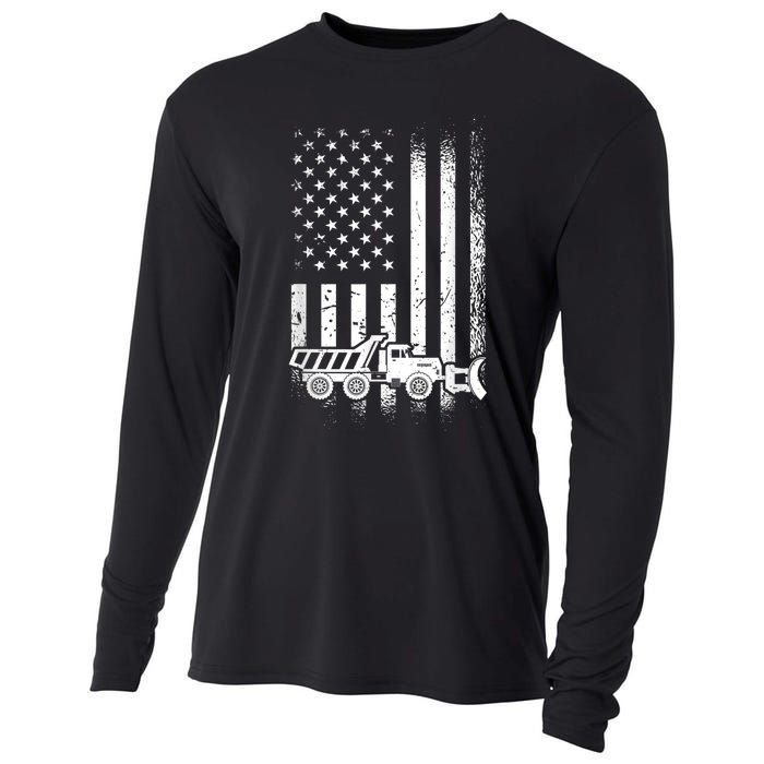 American Flag Snow Plow Driver, Snow Plowing Cooling Performance Long Sleeve Crew