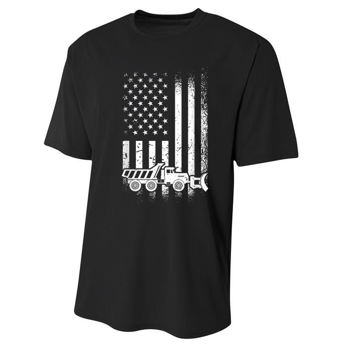 American Flag Snow Plow Driver, Snow Plowing Performance Sprint T-Shirt