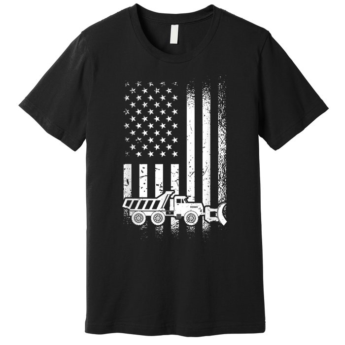 American Flag Snow Plow Driver, Snow Plowing Premium T-Shirt