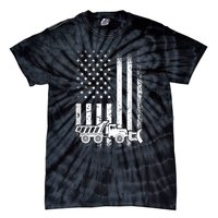 American Flag Snow Plow Driver, Snow Plowing Tie-Dye T-Shirt