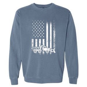 American Flag Snow Plow Driver, Snow Plowing Garment-Dyed Sweatshirt