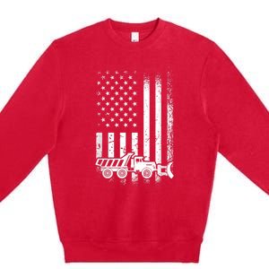 American Flag Snow Plow Driver, Snow Plowing Premium Crewneck Sweatshirt