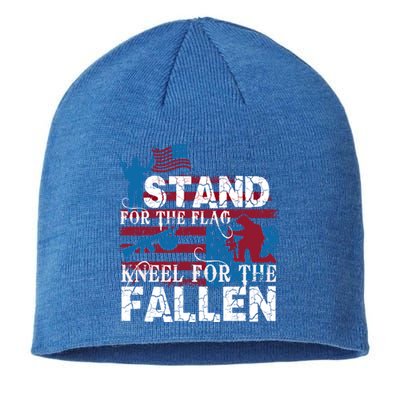 American Flag Stand For The Flag Knees For The Fallen Gift Sustainable Beanie