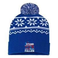 American Flag Stand For The Flag Knees For The Fallen Gift USA-Made Snowflake Beanie