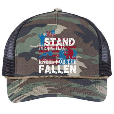 American Flag Stand For The Flag Knees For The Fallen Gift Retro Rope Trucker Hat Cap