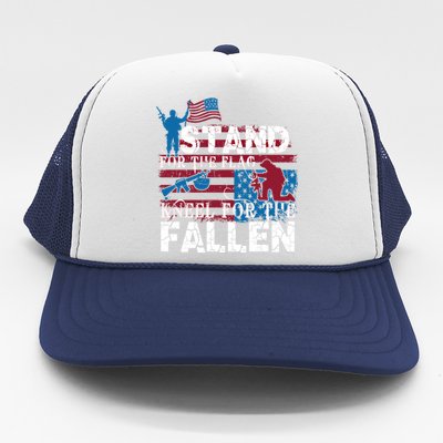 American Flag Stand For The Flag Knees For The Fallen Gift Trucker Hat