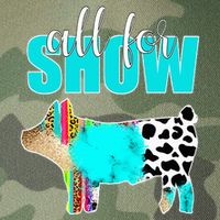 All For Show Livestock Pig Swine Cow Print Serape Turquoise Legacy Tie Dye Trucker Hat