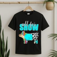 All For Show Livestock Pig Swine Cow Print Serape Turquoise T-Shirt
