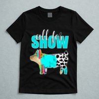 All For Show Livestock Pig Swine Cow Print Serape Turquoise T-Shirt