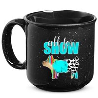 All For Show Livestock Pig Swine Cow Print Serape Turquoise 15oz Campfire Ceramic Mug