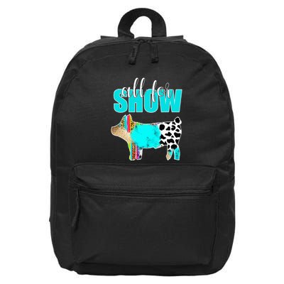 All For Show Livestock Pig Swine Cow Print Serape Turquoise 16 in Basic Backpack