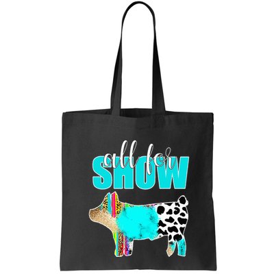 All For Show Livestock Pig Swine Cow Print Serape Turquoise Bag
