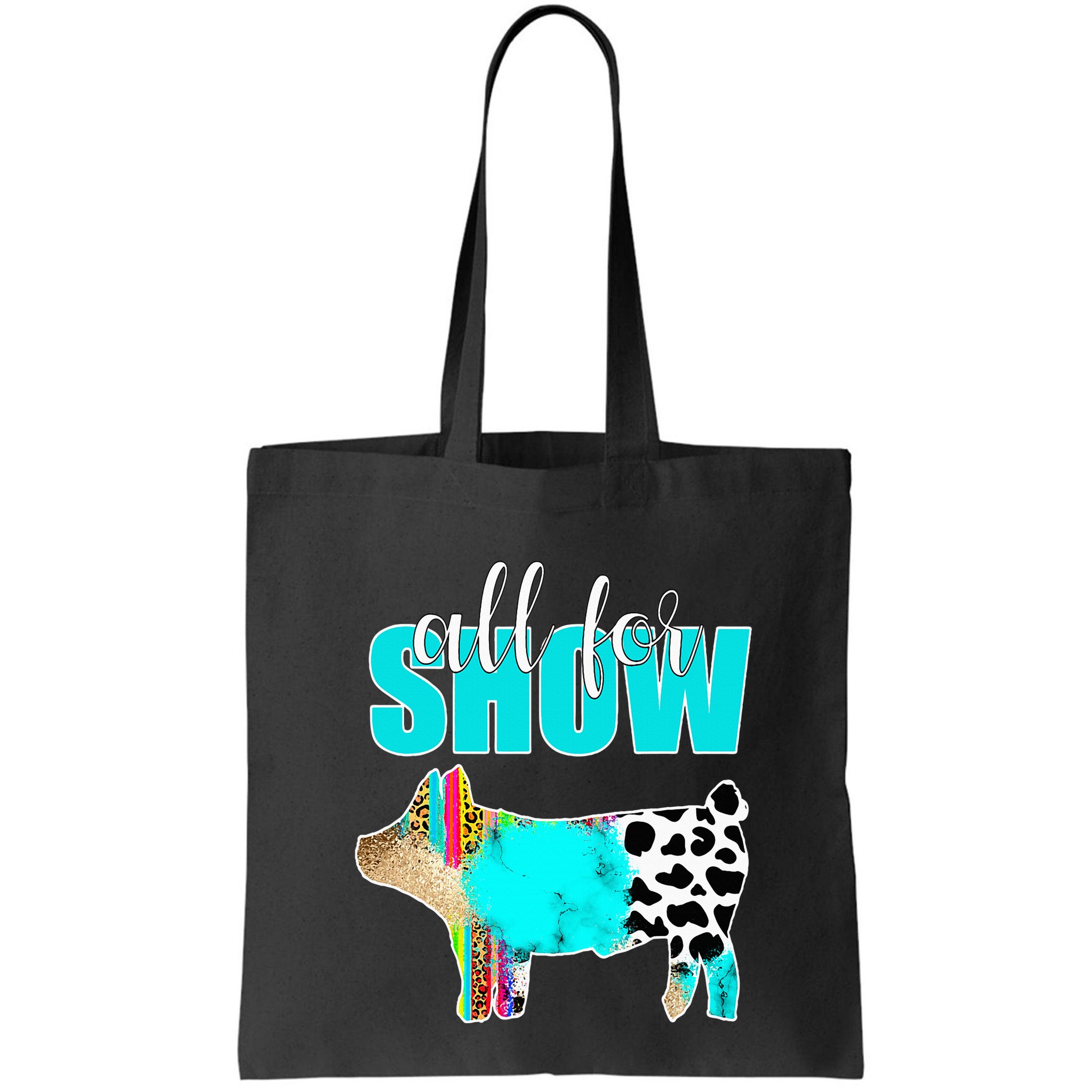 All For Show Livestock Pig Swine Cow Print Serape Turquoise Bag