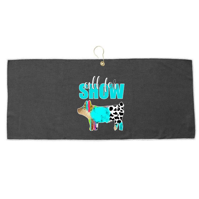 All For Show Livestock Pig Swine Cow Print Serape Turquoise Large Microfiber Waffle Golf Towel