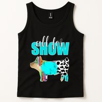 All For Show Livestock Pig Swine Cow Print Serape Turquoise Tank Top