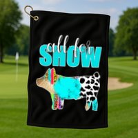 All For Show Livestock Pig Swine Cow Print Serape Turquoise Golf Towel