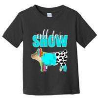 All For Show Livestock Pig Swine Cow Print Serape Turquoise Toddler T-Shirt