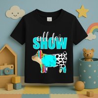All For Show Livestock Pig Swine Cow Print Serape Turquoise Toddler T-Shirt