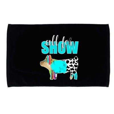 All For Show Livestock Pig Swine Cow Print Serape Turquoise Microfiber Hand Towel