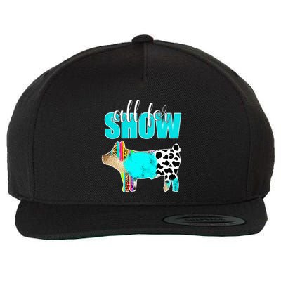 All For Show Livestock Pig Swine Cow Print Serape Turquoise Wool Snapback Cap