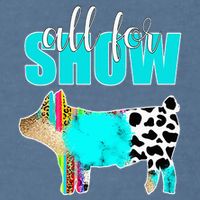 All For Show Livestock Pig Swine Cow Print Serape Turquoise Garment-Dyed Sweatshirt