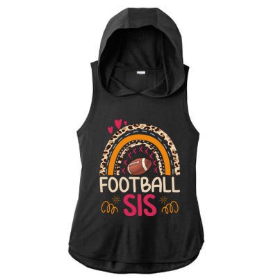 American Football Sis Family Matching Sister Leopard Rainbow Gift Ladies PosiCharge Tri-Blend Wicking Draft Hoodie Tank