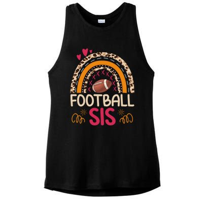 American Football Sis Family Matching Sister Leopard Rainbow Gift Ladies PosiCharge Tri-Blend Wicking Tank