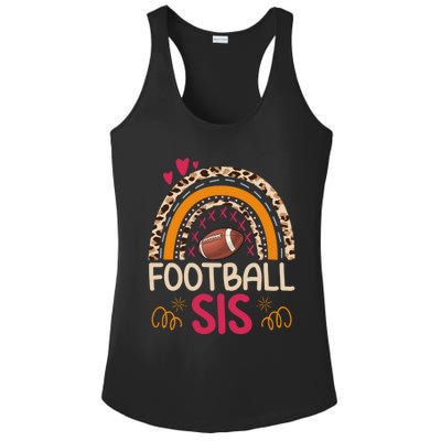 American Football Sis Family Matching Sister Leopard Rainbow Gift Ladies PosiCharge Competitor Racerback Tank