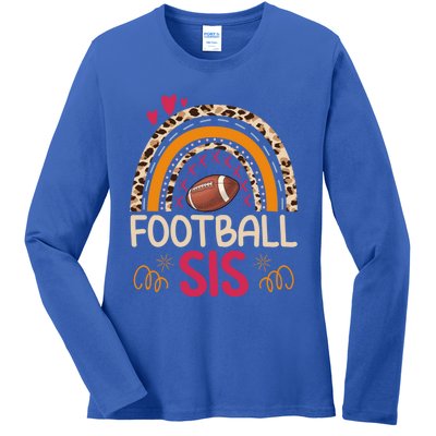 American Football Sis Family Matching Sister Leopard Rainbow Gift Ladies Long Sleeve Shirt