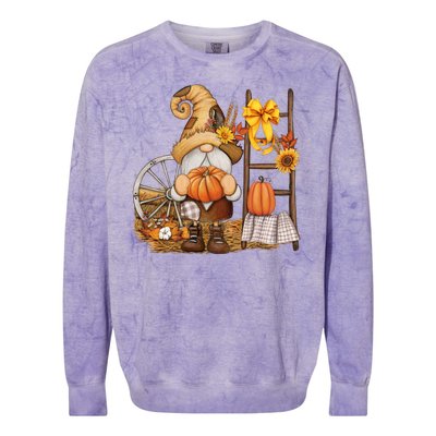 Autumn Fall Season Gnome Pumpkin Floral Colorblast Crewneck Sweatshirt