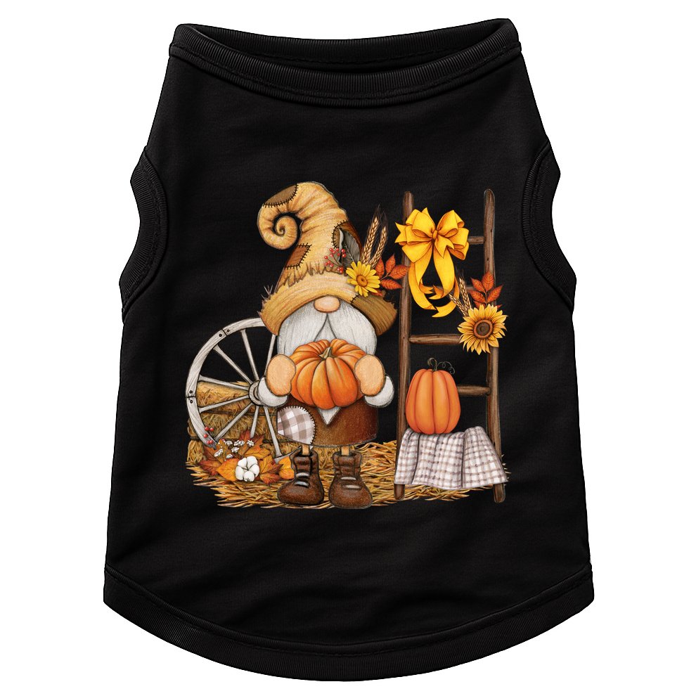 Autumn Fall Season Gnome Pumpkin Floral Doggie Tank
